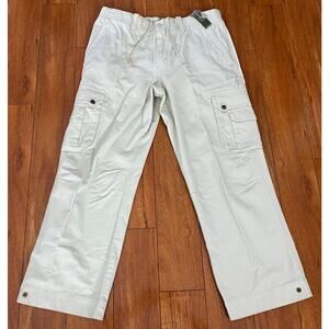 NEW Men Eddie Bauer Heritage Ripstop Utility Cargo drawstring khaki pants, 34x30